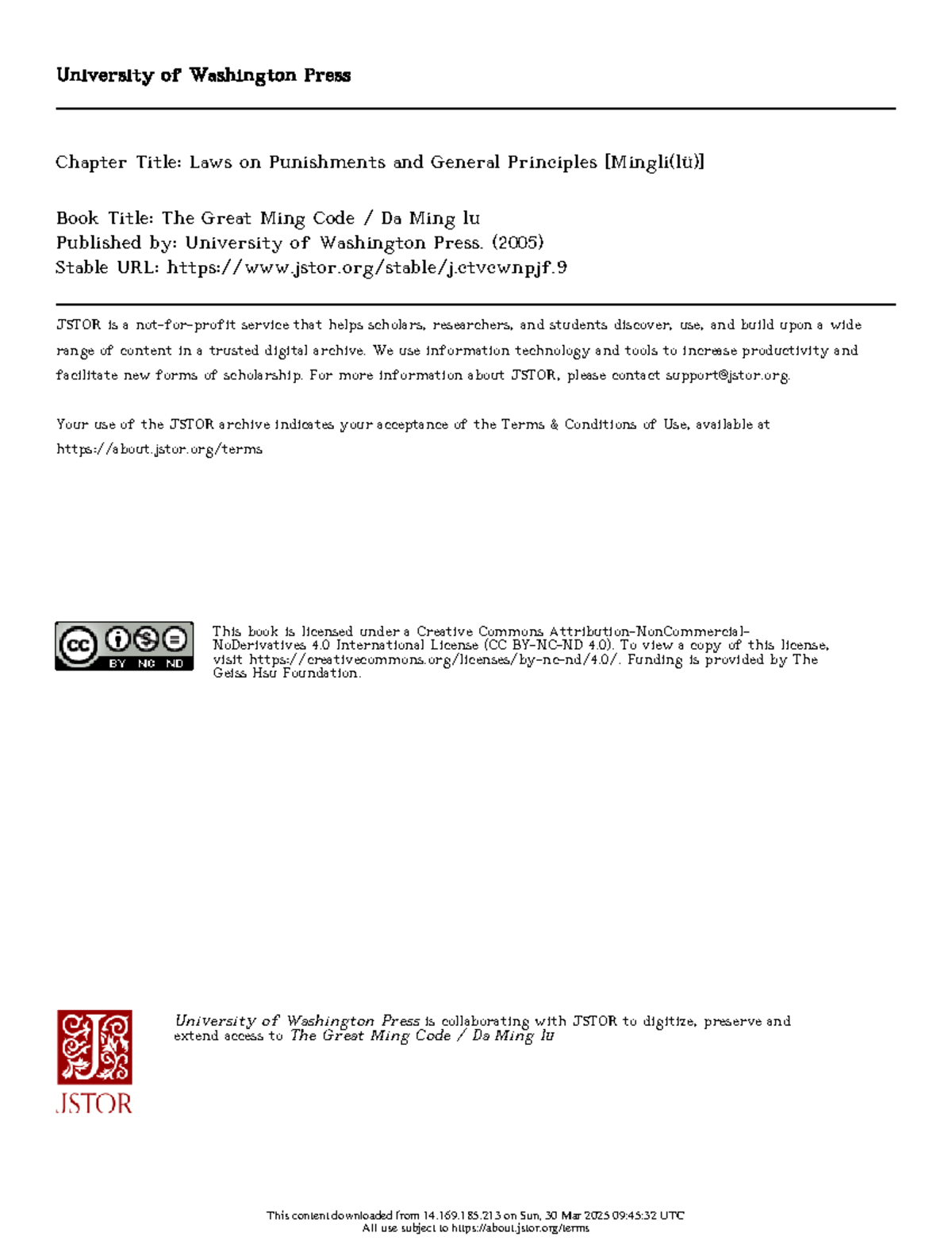 Laws on Punishments and General Principles - The Great Ming Code (2005 ...