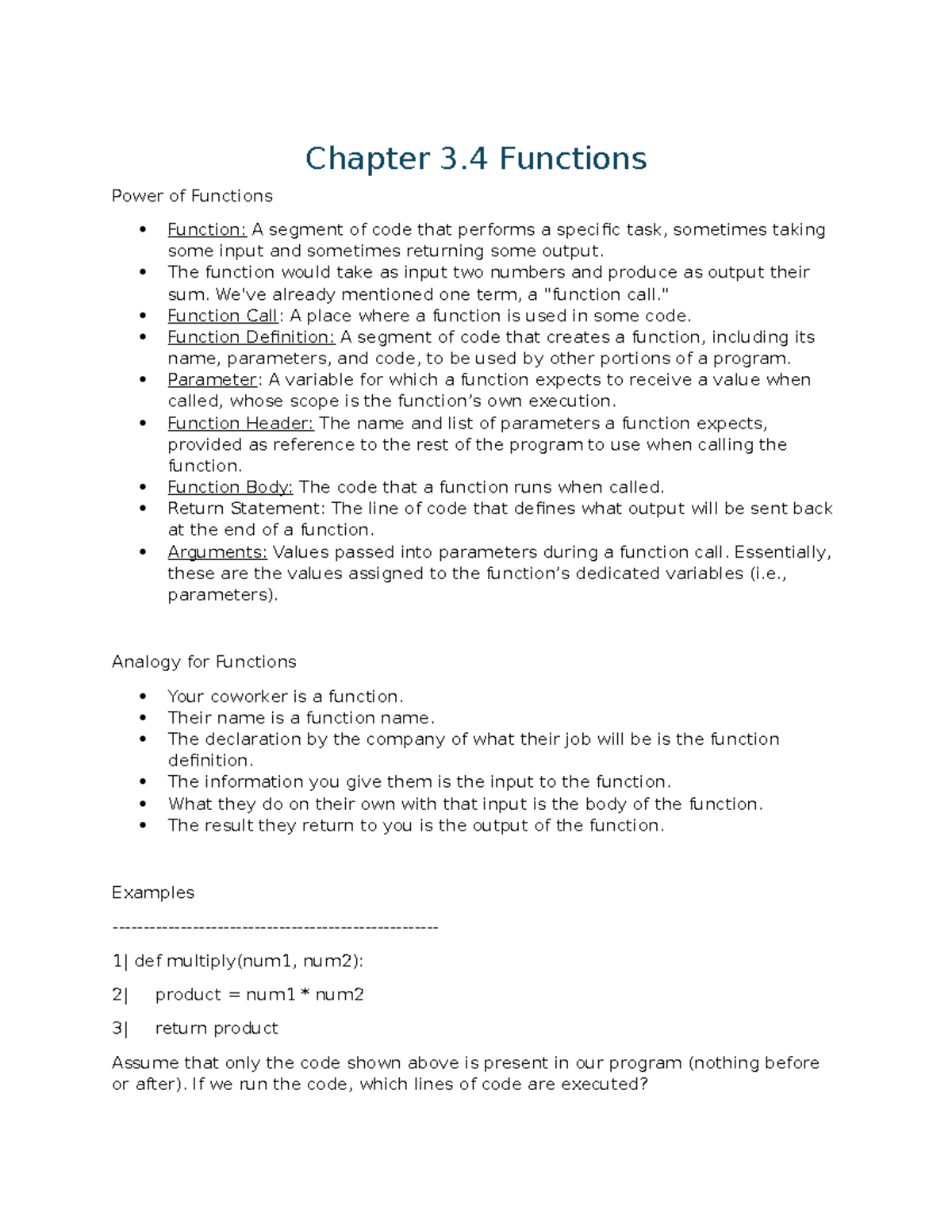 Chapter 3.4 Functions - Chapter 3 Functions Power of Functions Function ...