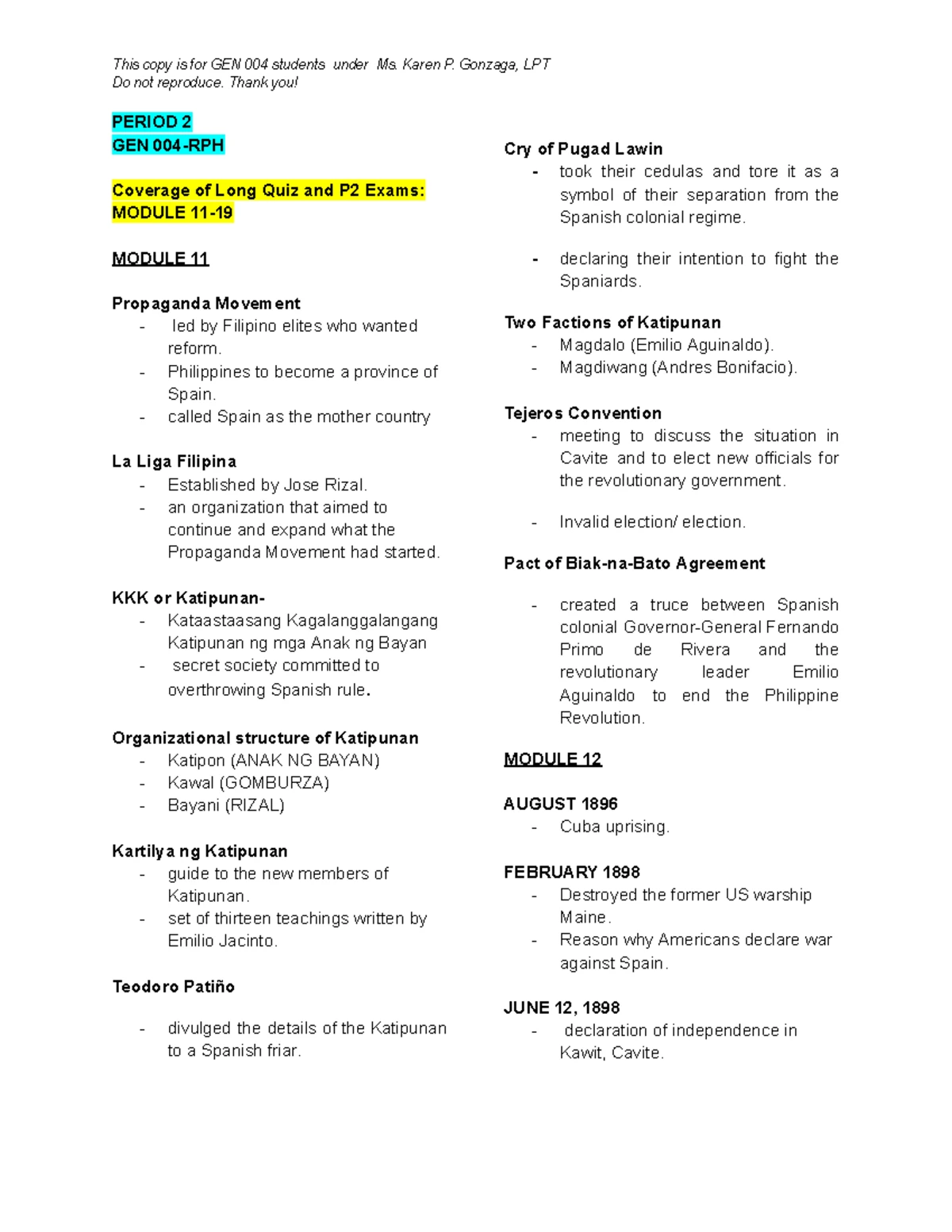 P1 RPH Reviewer - GEN 004: Reading in Philippine History Module #1 ...