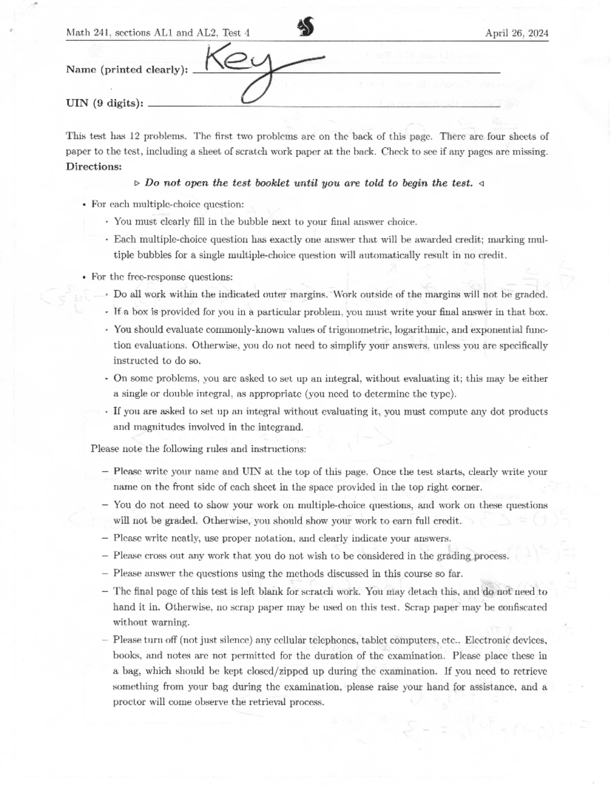 Math 241 Final Examination Review Sheet for April 2024 - Studocu
