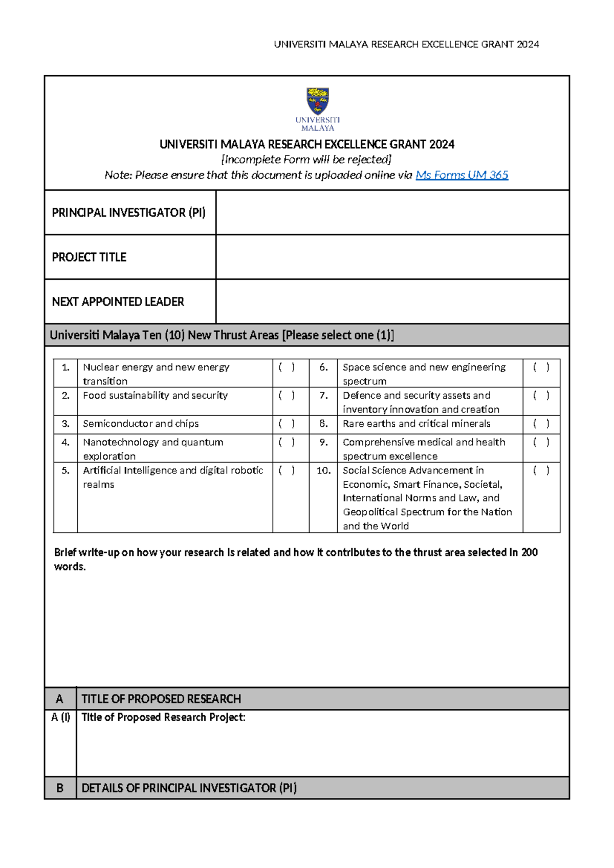 Revised Umreg 2024 Application Form - UNIVERSITI MALAYA RESEARCH ...