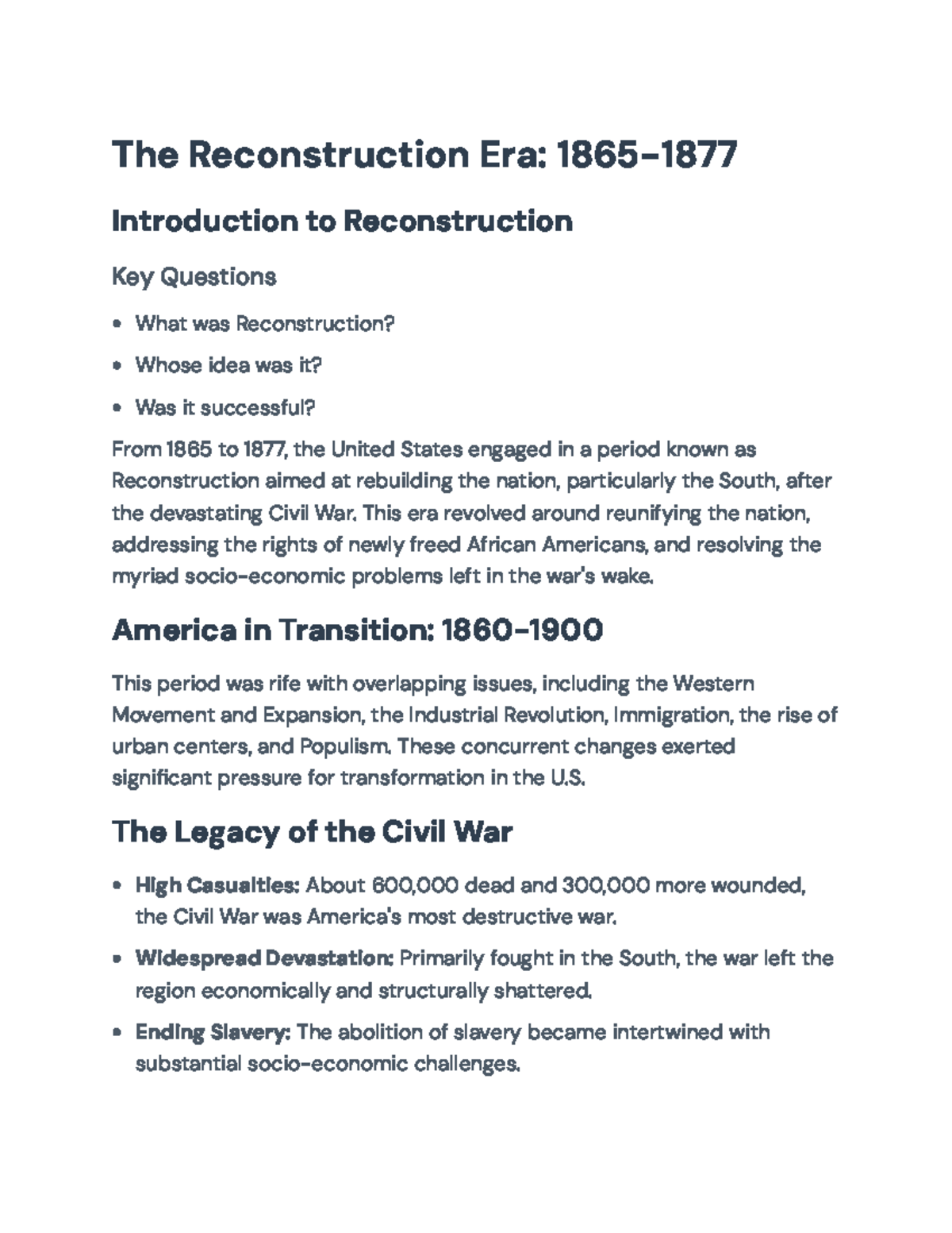 The Reconstruction Era: Examining 1865-1877's Impact on America - The ...