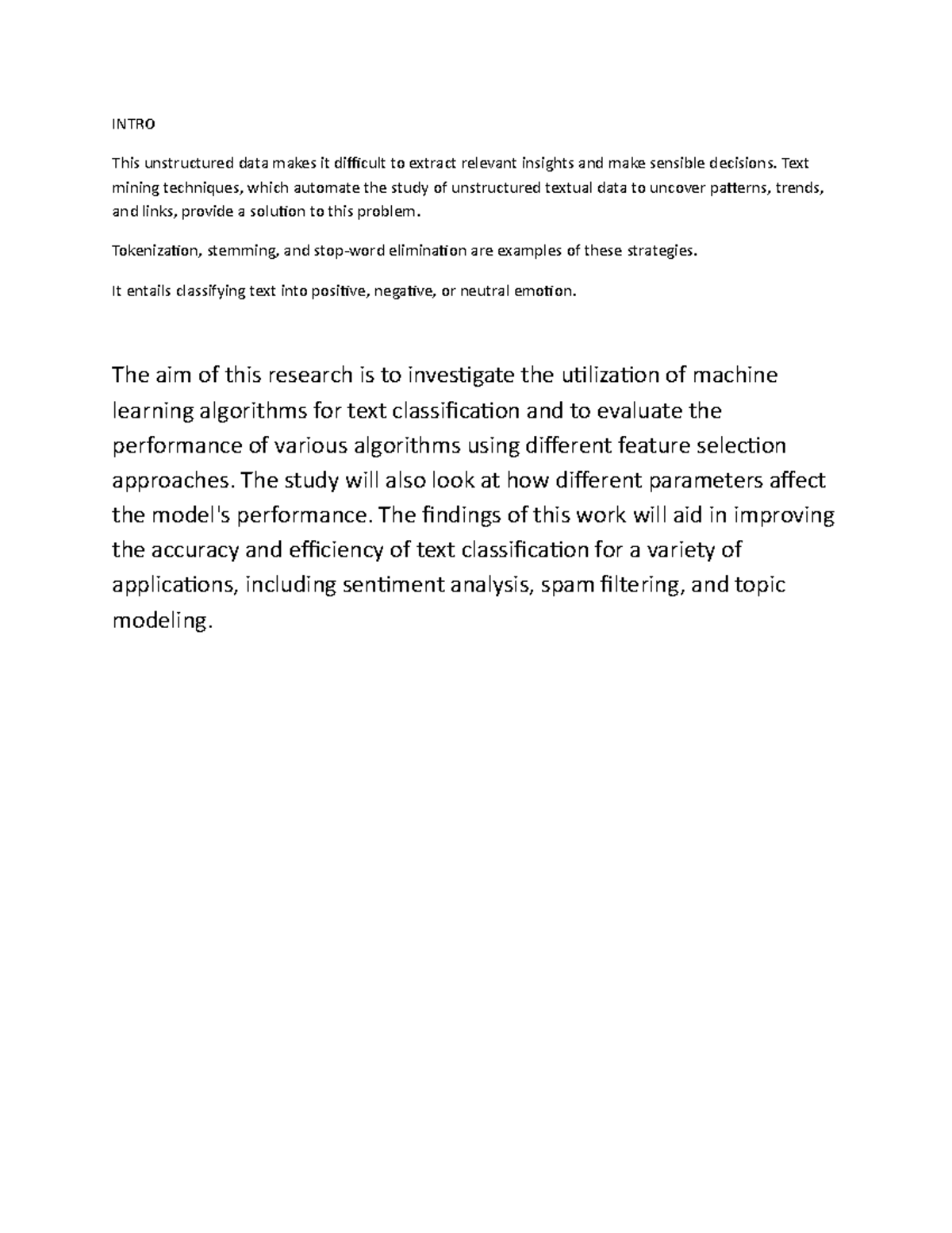 Text Classification Using ML Algorithms: A Study on Performance - Studocu