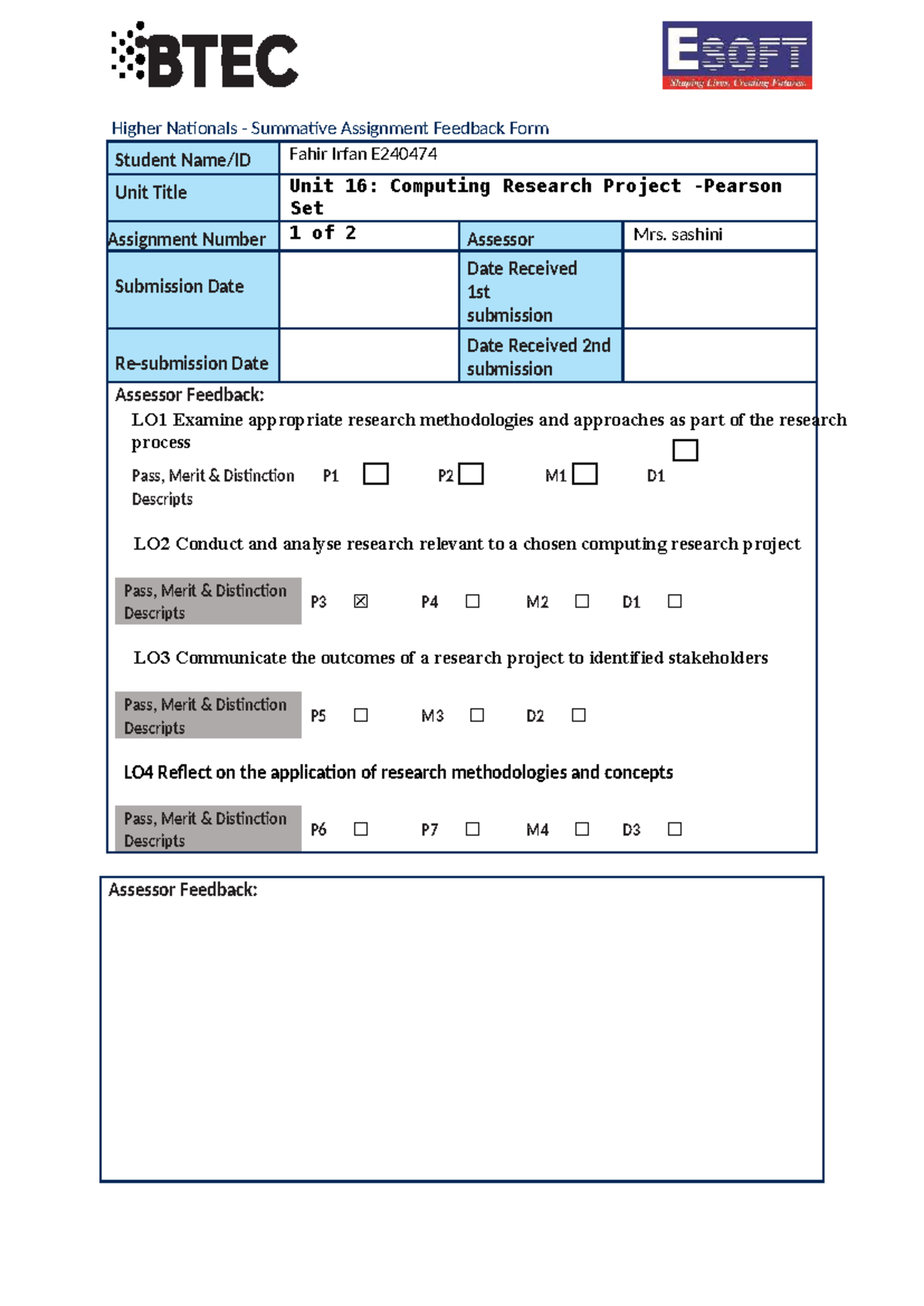 Unit 16: Computing Research Project - Summative Feedback & Guidelines ...