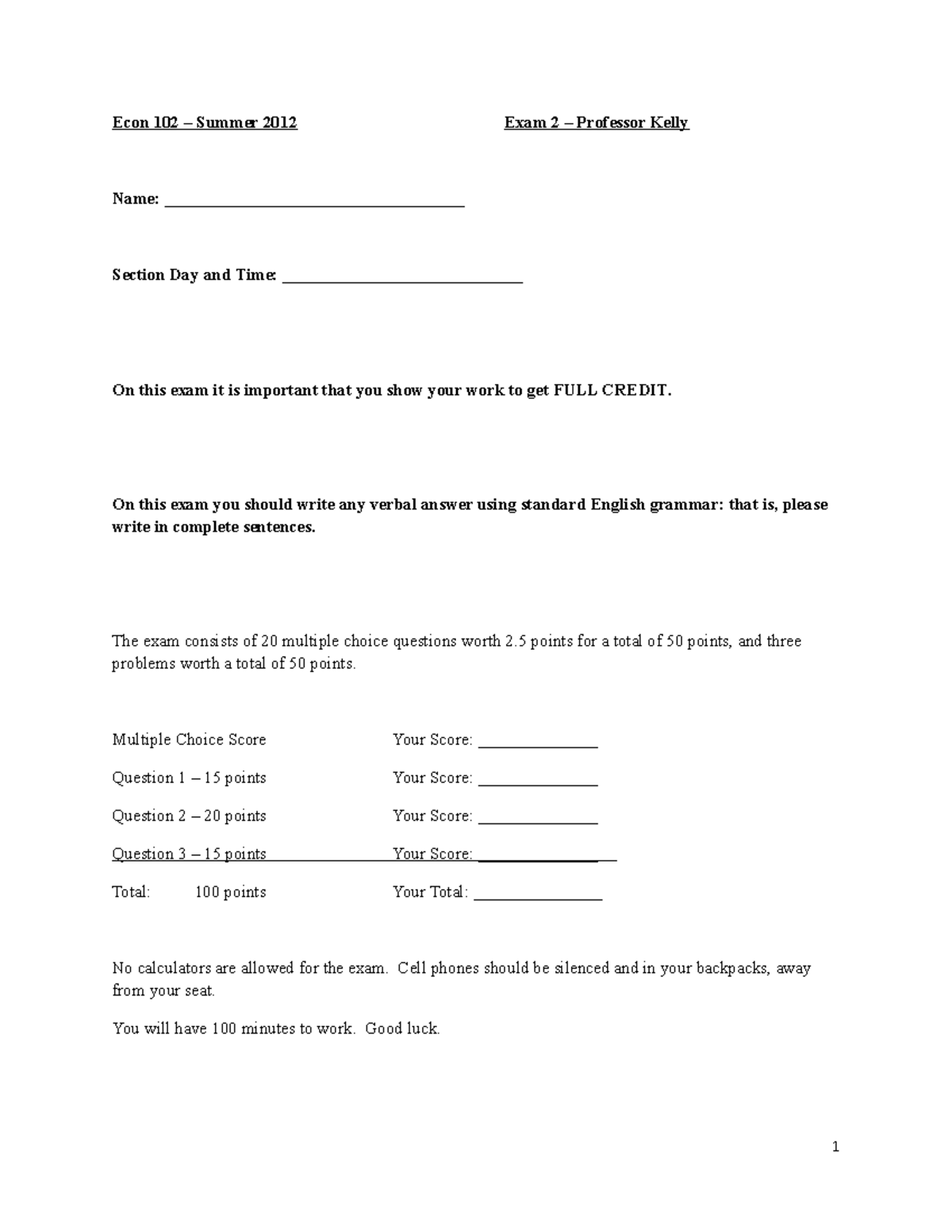 Econ 102 – Summer 2012 Midterm Exam 2 Answers and Guidelines - Studocu