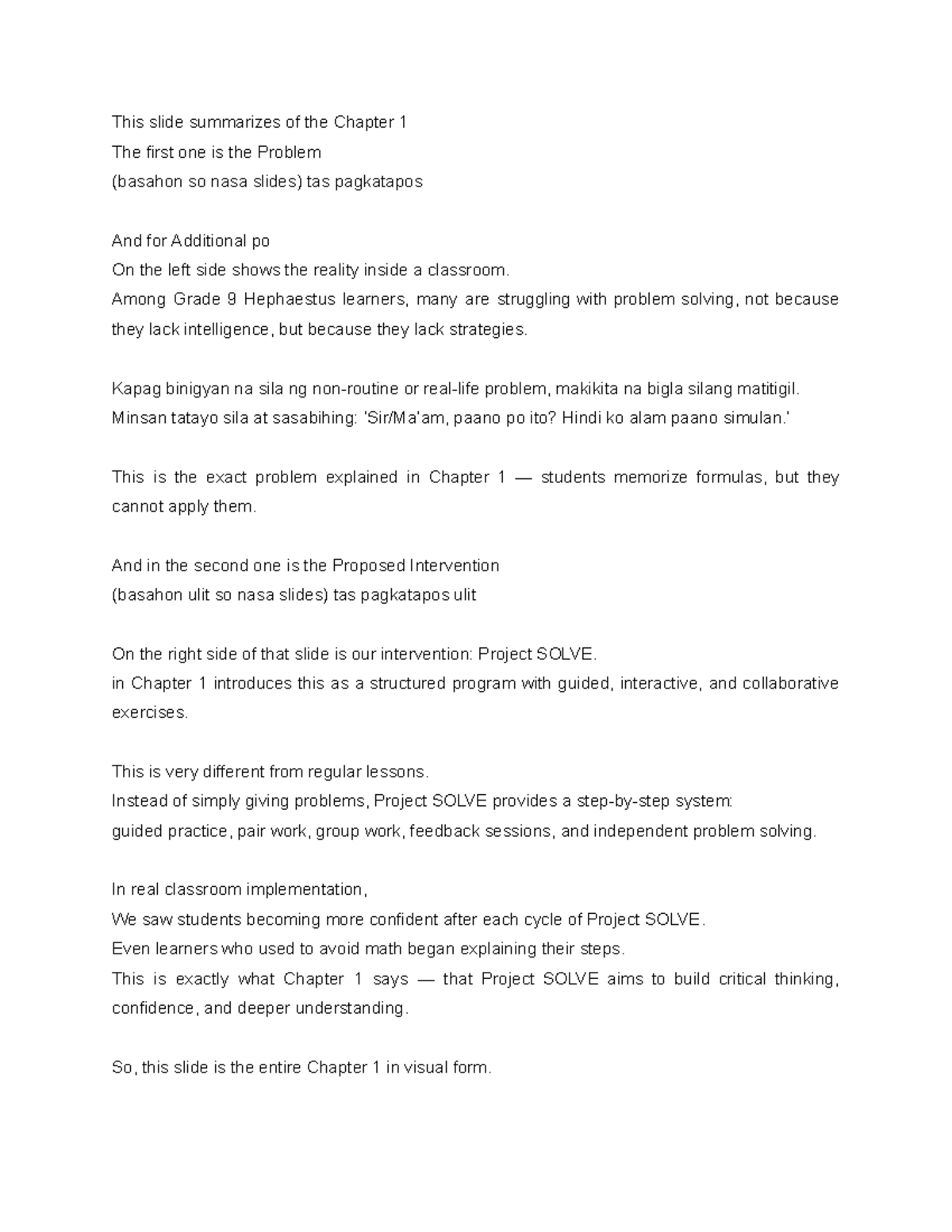 Chapter 1 Summary: Problem Solving & Project SOLVE (Grade 9) - Studocu