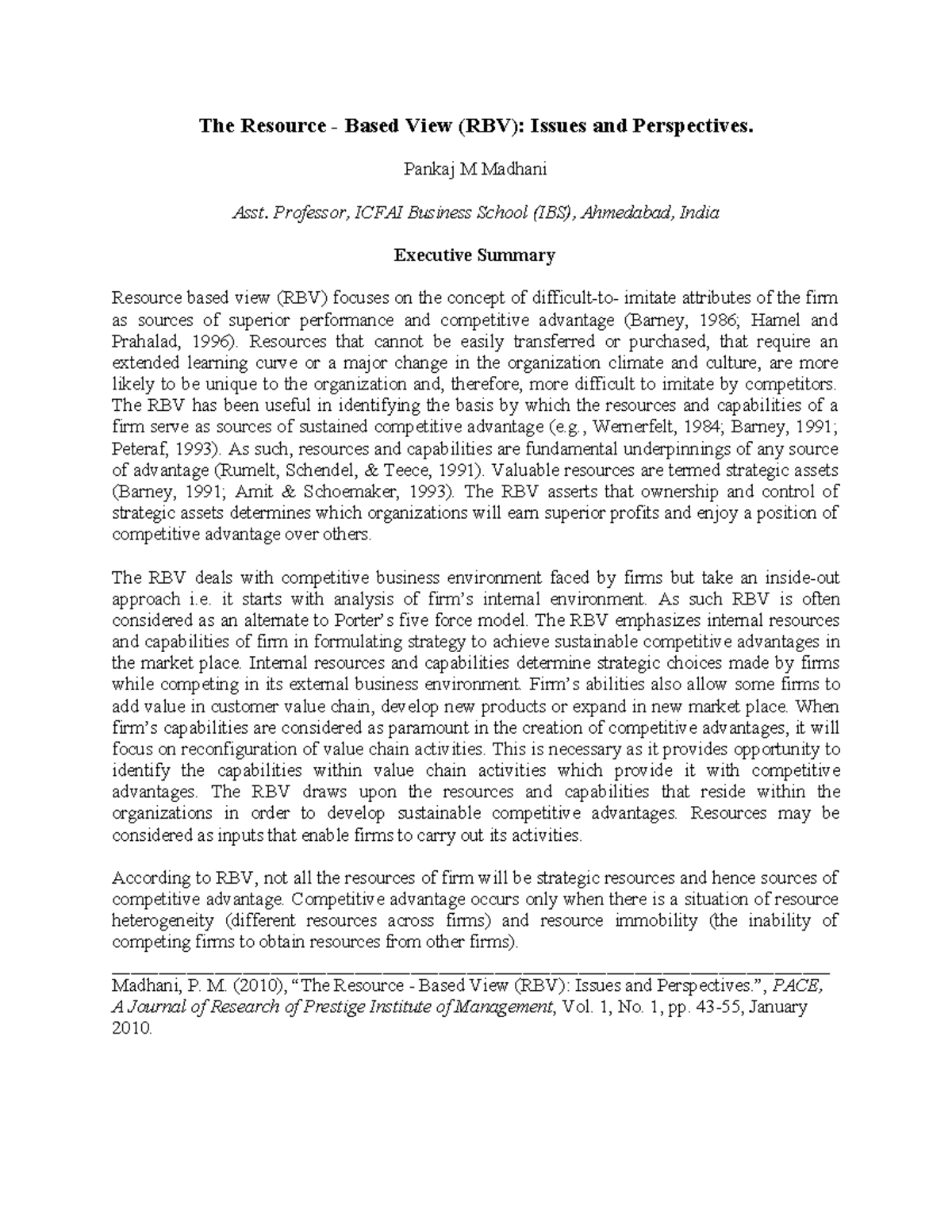 Resource Based View (RBV): Insights and Challenges in Strategy Analysis ...