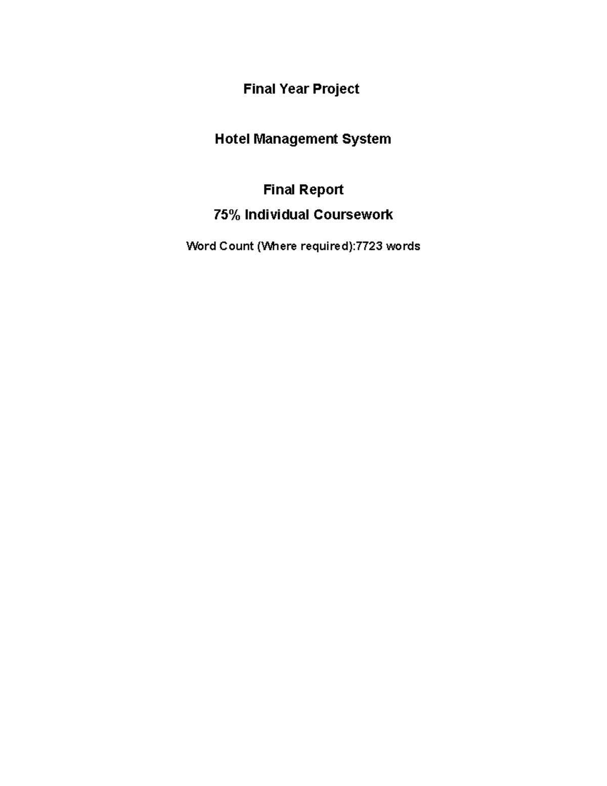 Final year assignment - hotel management system - Final Year Project ...