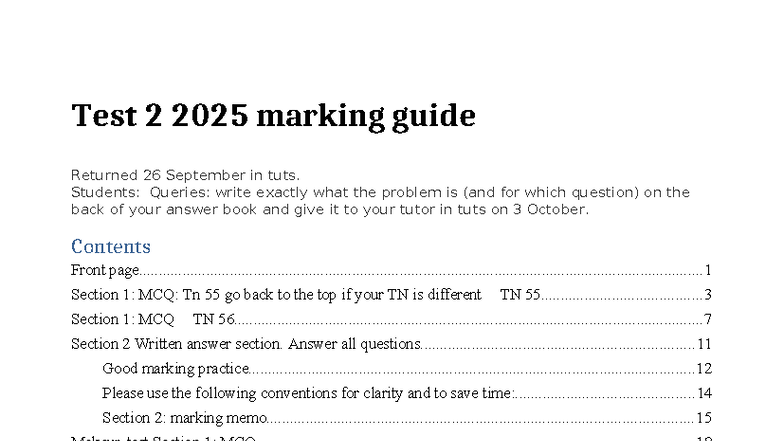 Test 2 2025 Marking Guide & Memo for Economics 201 - Studocu