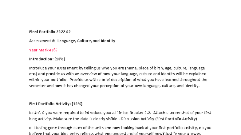 AFL1501 final portfolio: Language, culture, and identity reflections ...