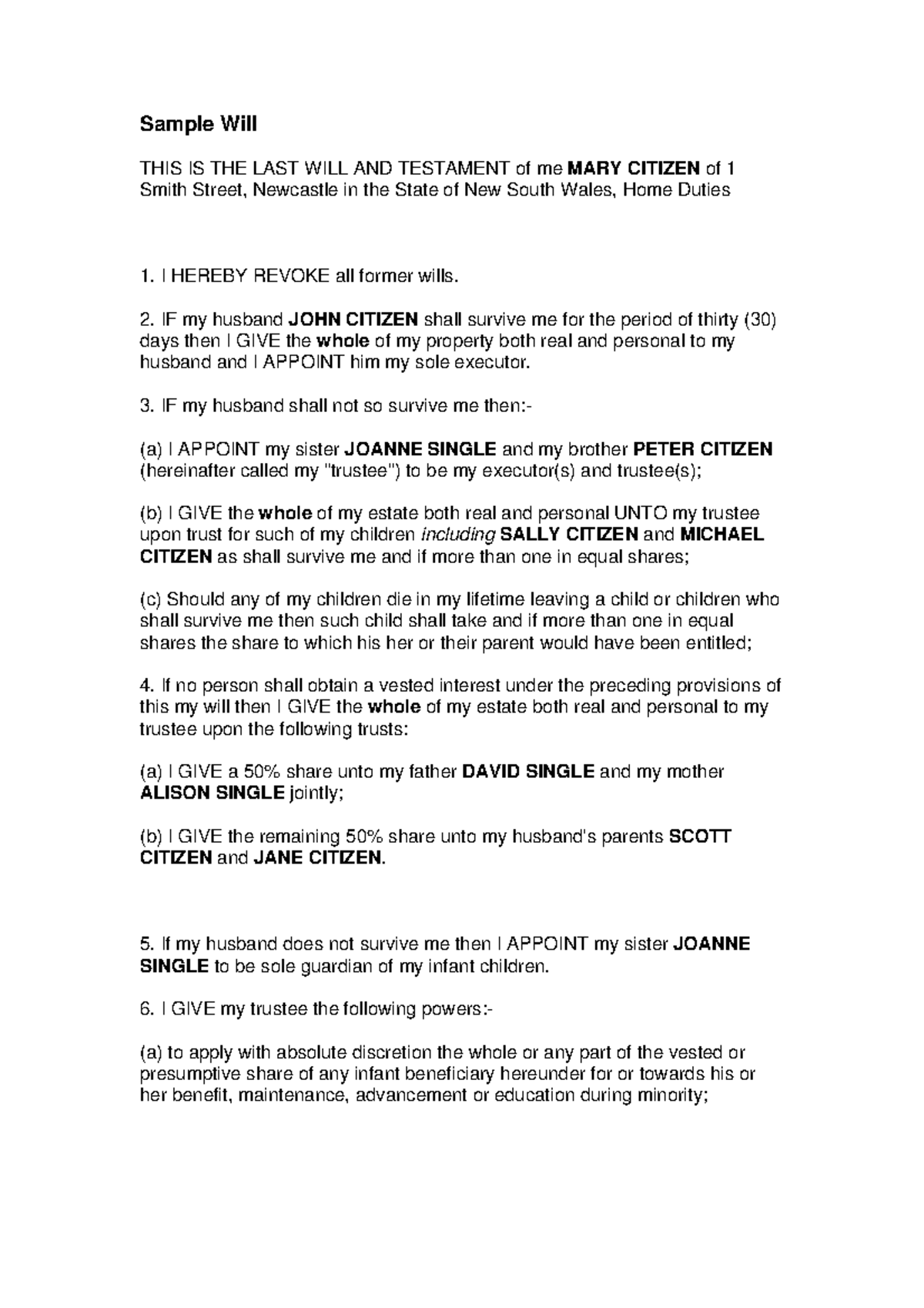 Another Sample will - 2023 notes - Sample Will THIS IS THE LAST WILL ...