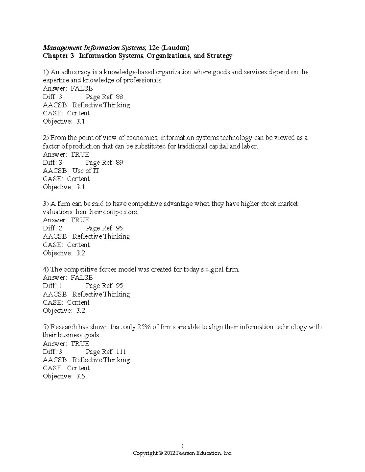 MIS 12e Testbank Answers: Laudon Chapter 3 Solutions and Key Concepts ...