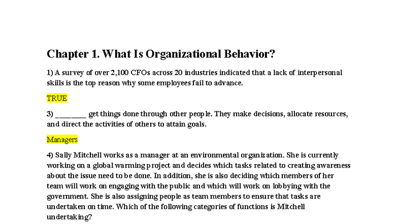 OB 101: Chapter 1 - Understanding Organizational Behavior Concepts ...
