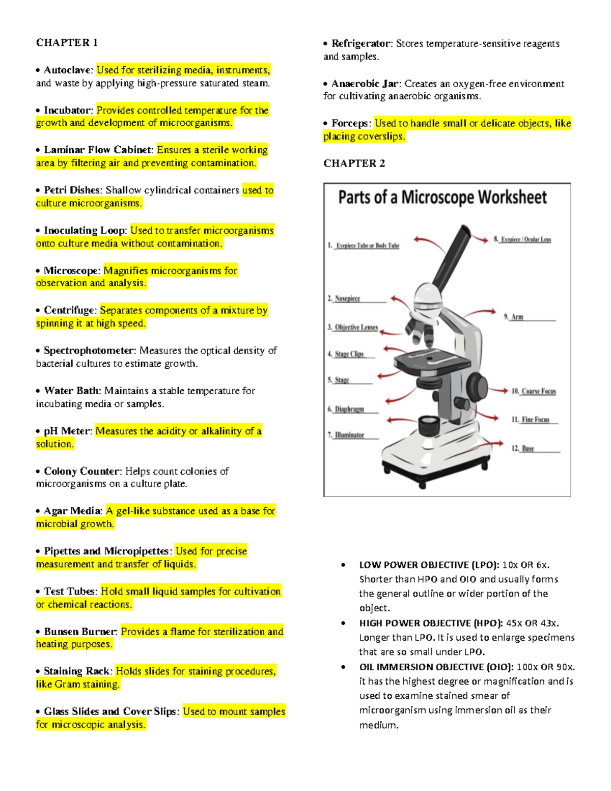 Microbiology Lab Instruments Overview - Micro Para Reviewer - Studocu
