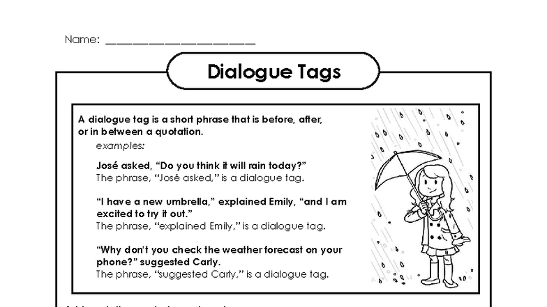 Quotation Marks & Dialogue Tags: A Guide - Studocu