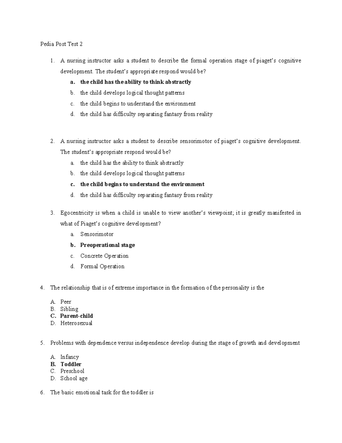 490811114 Pedia Exam 2 Study Guide on Cognitive Development - Studocu