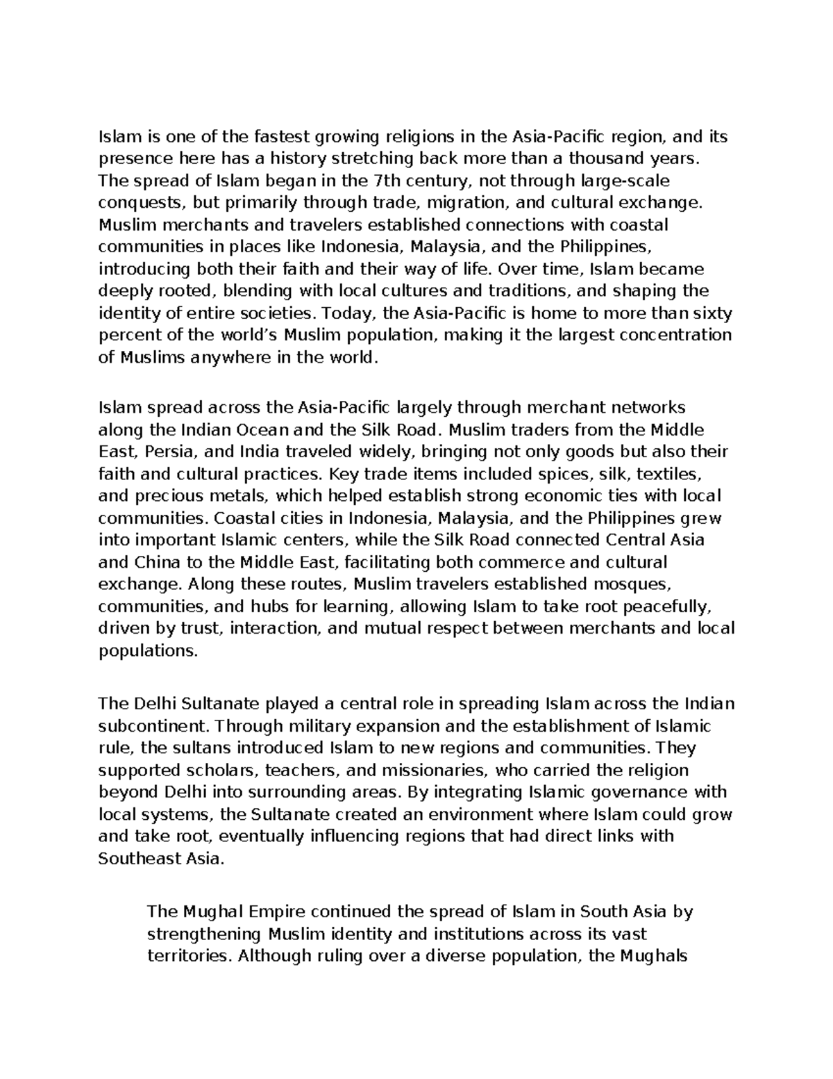 The Spread of Islam in Southeast Asia: Historical Insights - Studocu