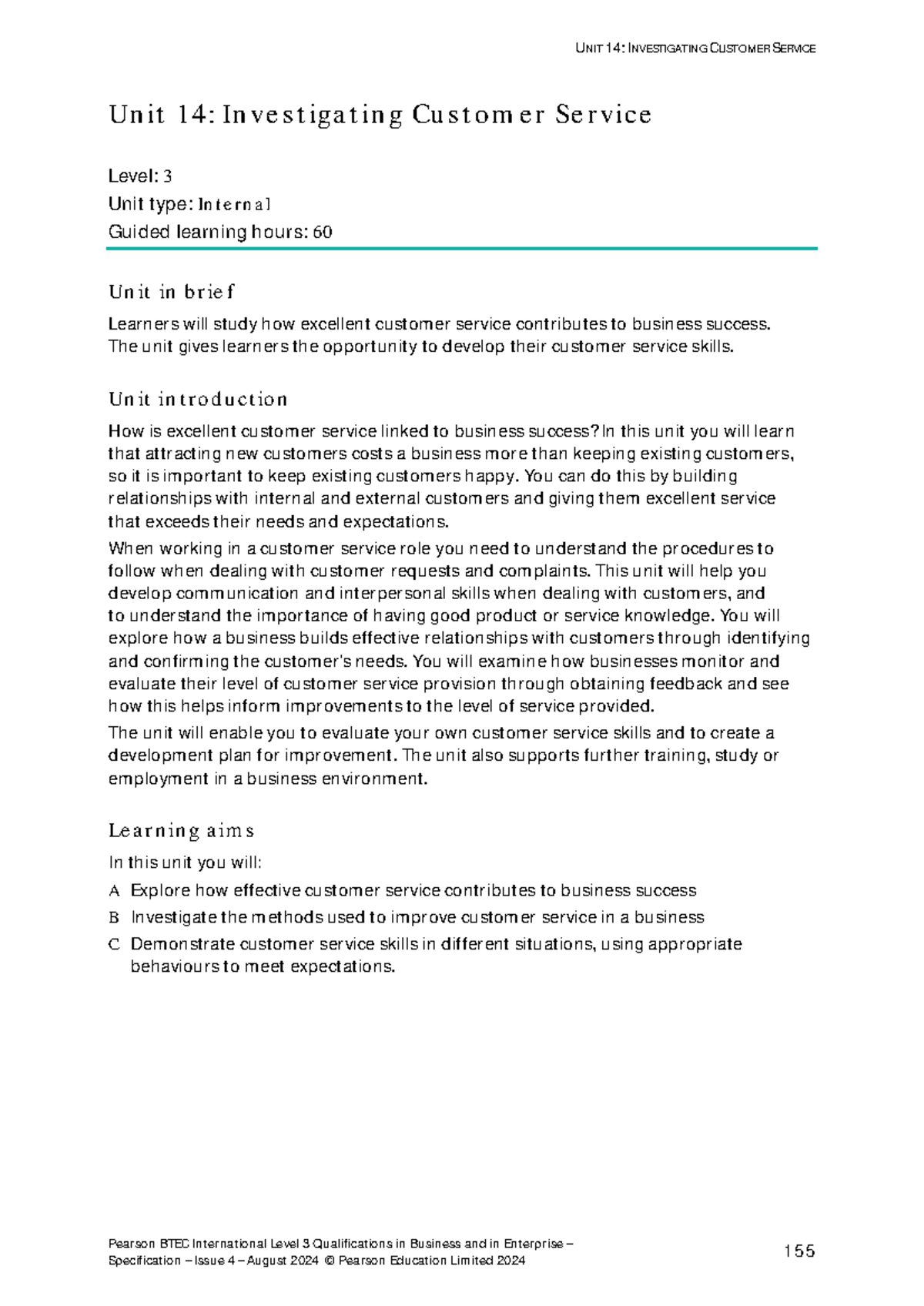 BTEC Level 3 Unit 14: Investigating Customer Service Notes & Coursework ...