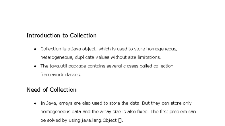 Java Collection Framework - Introduction to Collection Collection is a ...
