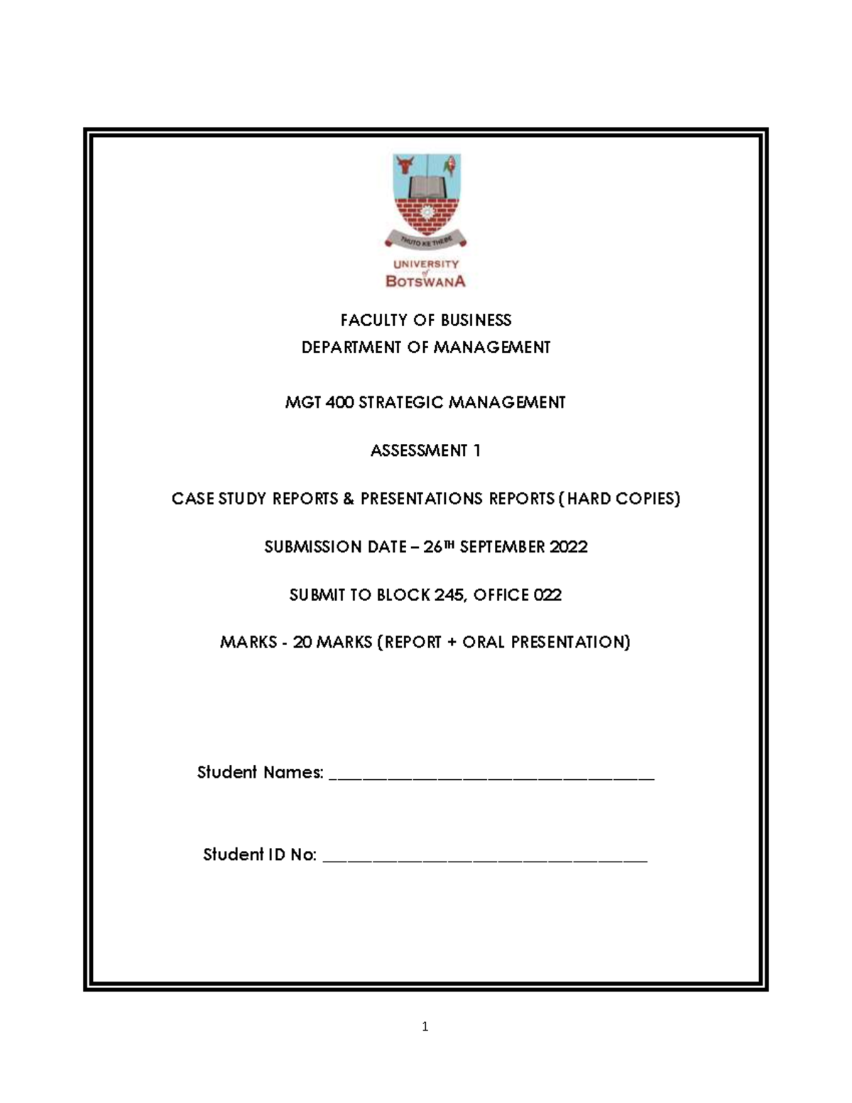 MGT 400 Strategic Management Assessment 1: Short Case Studies - Studocu