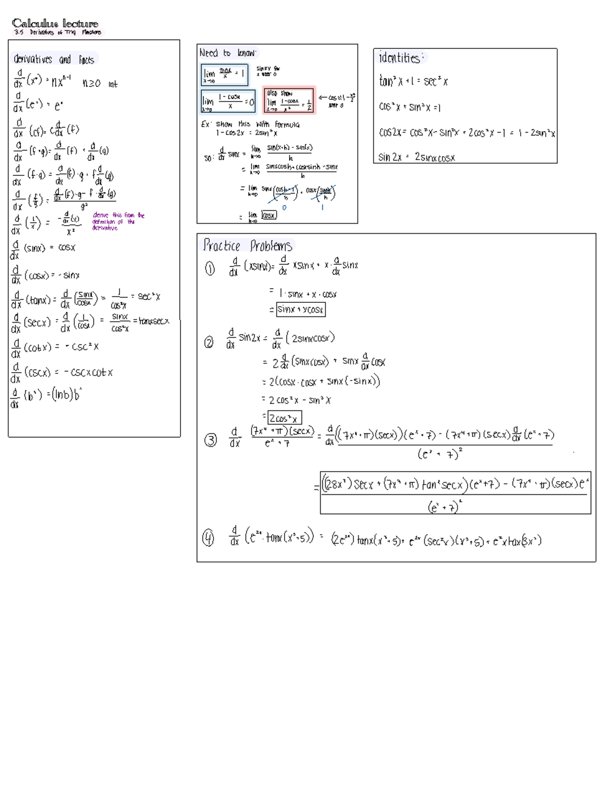 Calculus 1 - Prof. Medvedovsky - Calculus lecture3. Derivatives of Trig ...
