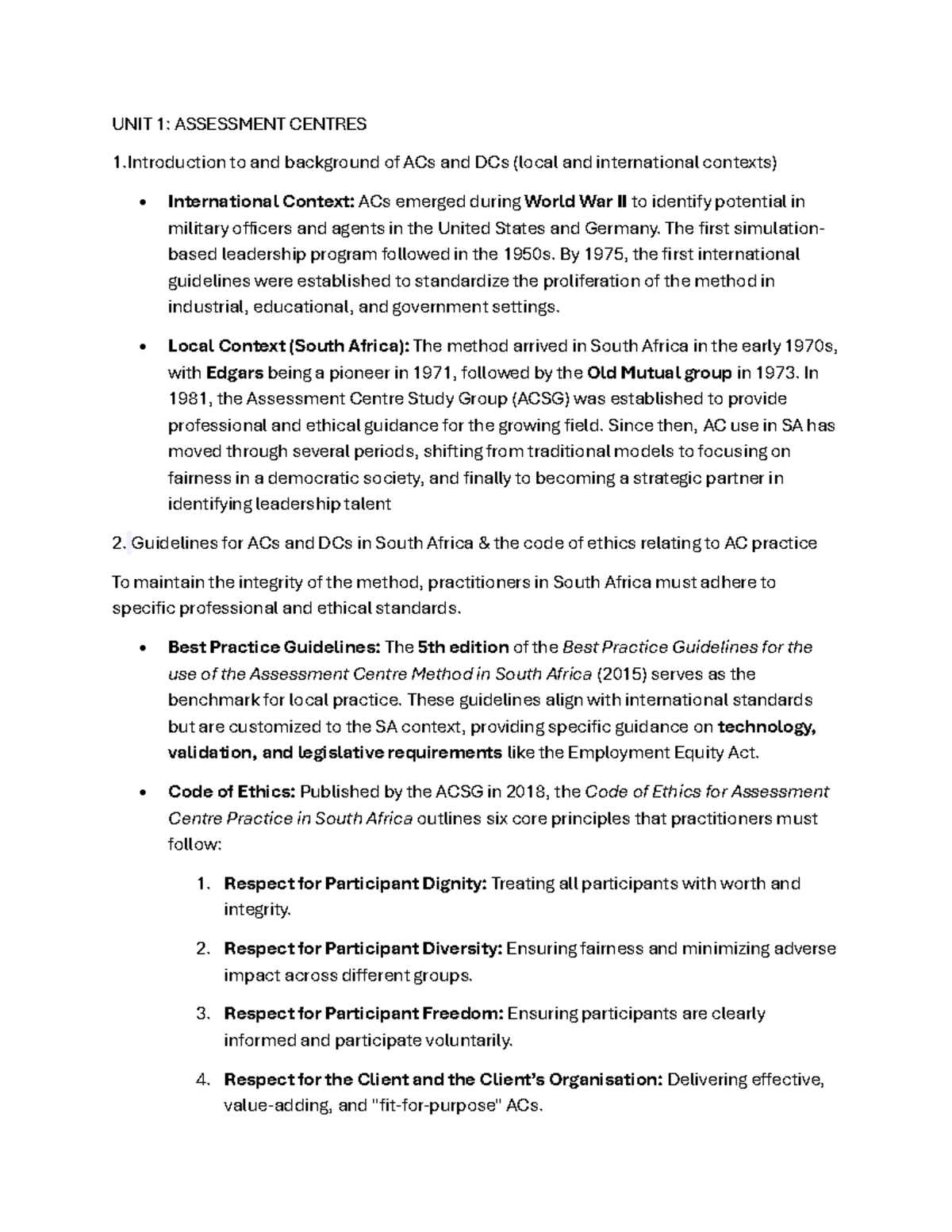UNIT 1: Assessment Centres - Overview and Guidelines for ACs & DCs ...