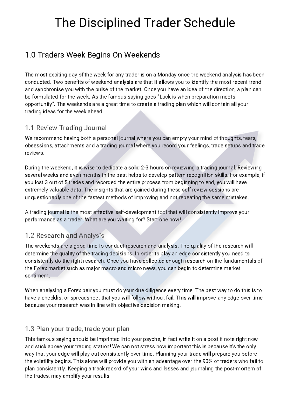 The Disciplined Trader Schedule - Two benefits of weekend analysis are ...