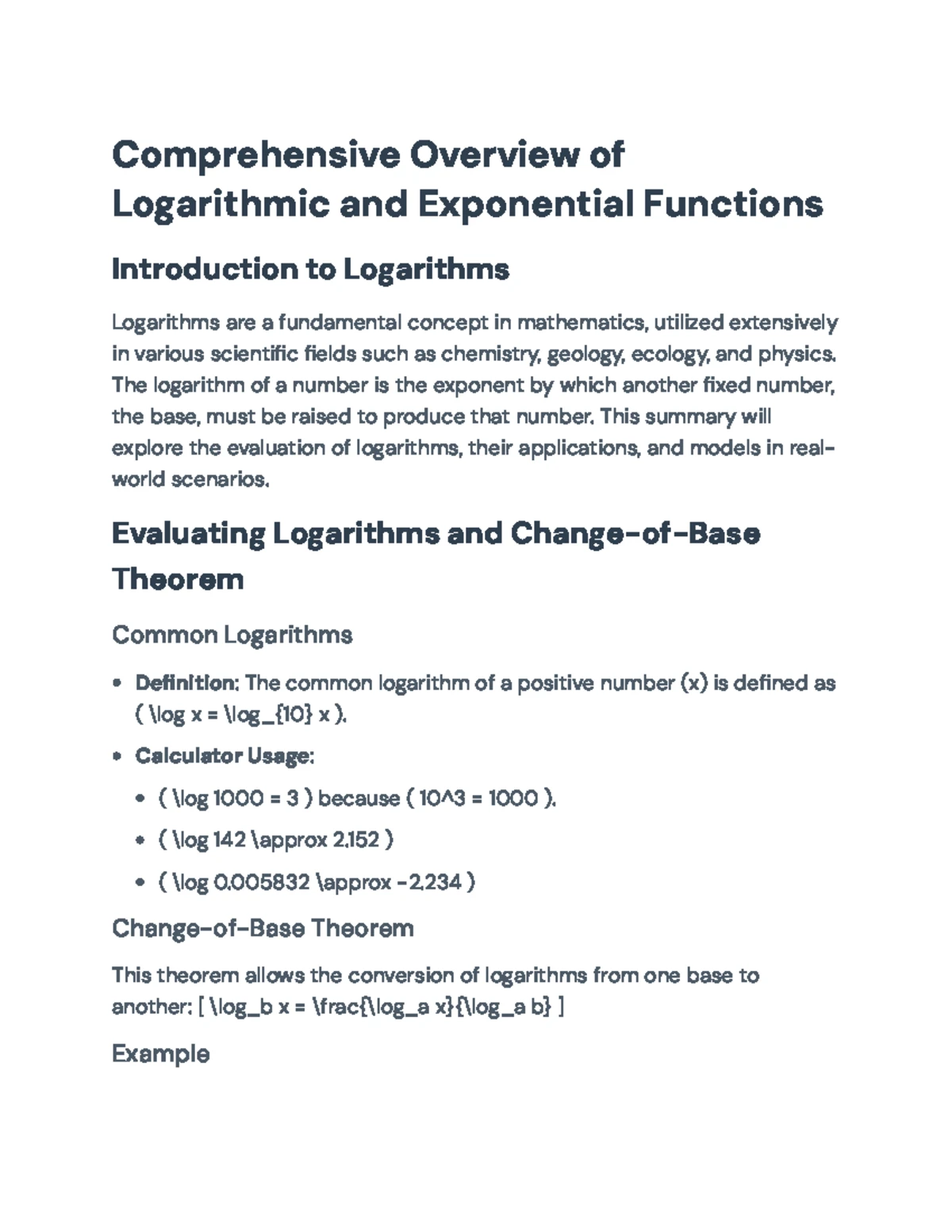 Comprehensive Guide to Logarithmic Functions and Their Applications ...