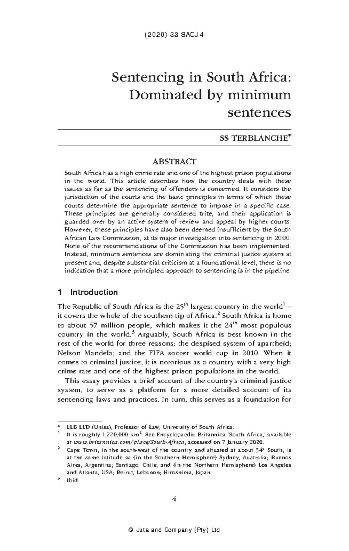 Sentencing in South Africa: Minimum Sentences and Their Impact (LLB ...