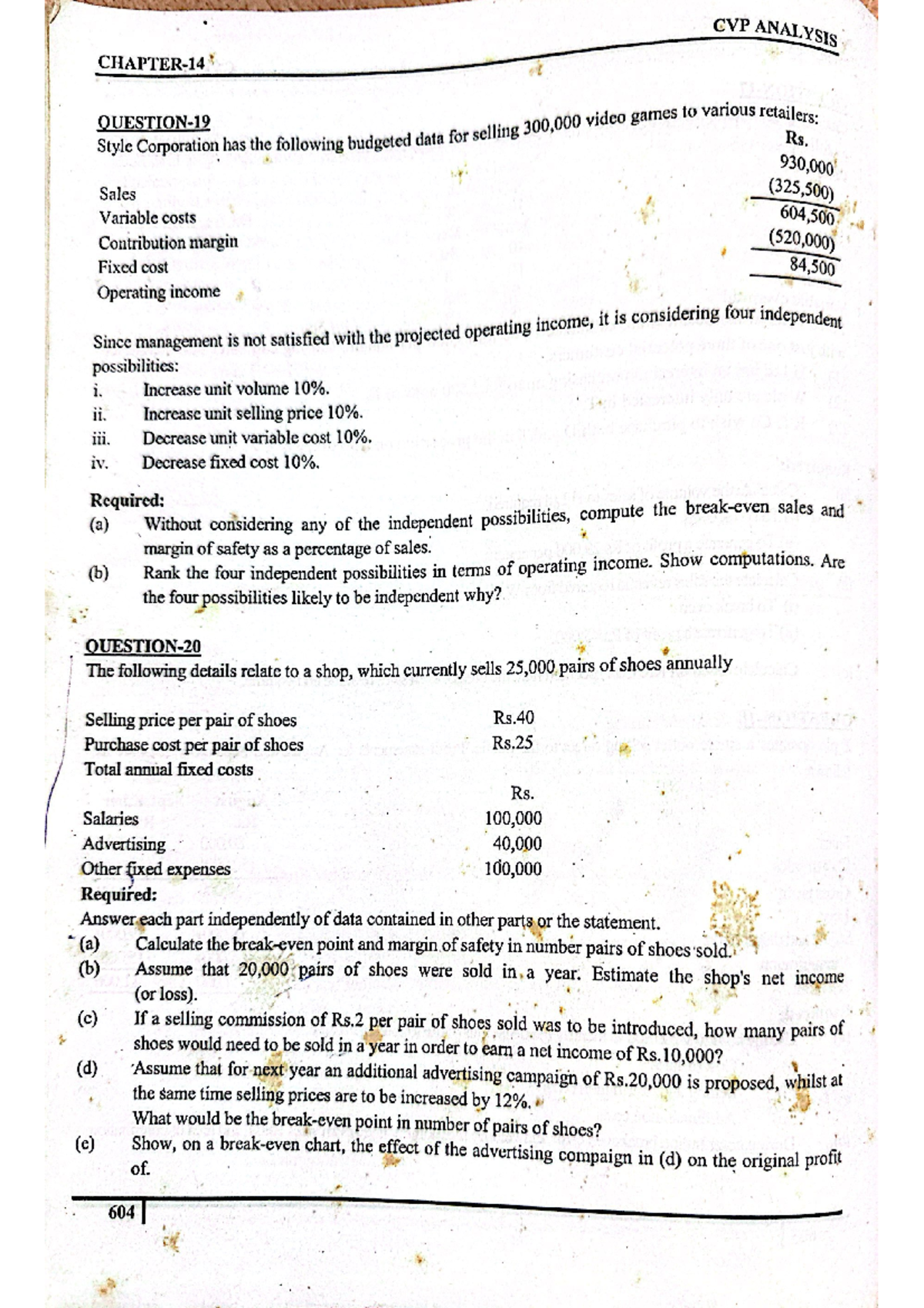 Practice Questions CVP - Cost accounting - Studocu