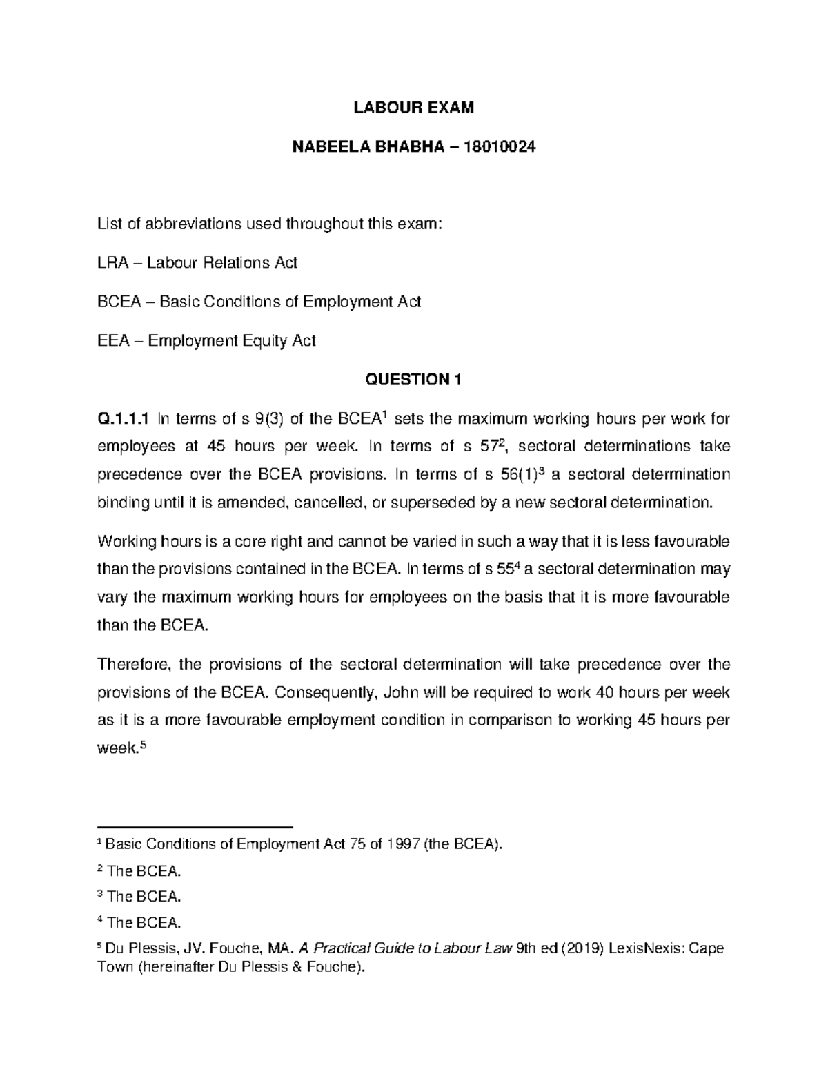 Labour Law Exam Notes - 2020 - Course Code: LLR 101 - Studocu