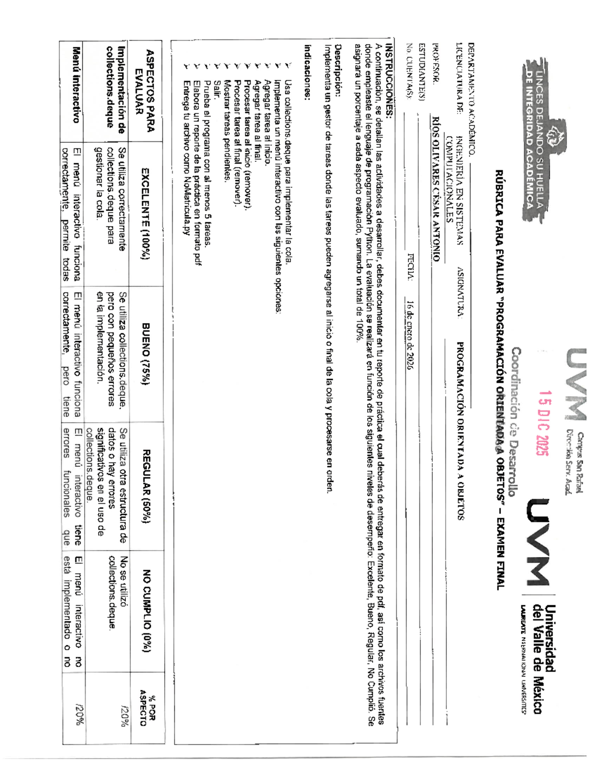 POO-Examen Final: Implementación de Gestor de Tareas en Python - Studocu