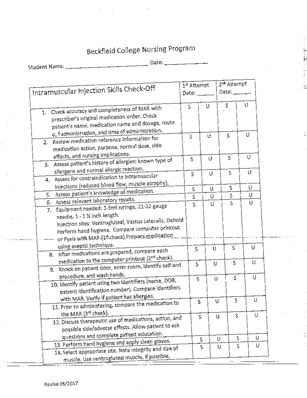 IM Injection Check-off Practice Guide for IM Injection-1 - Studocu