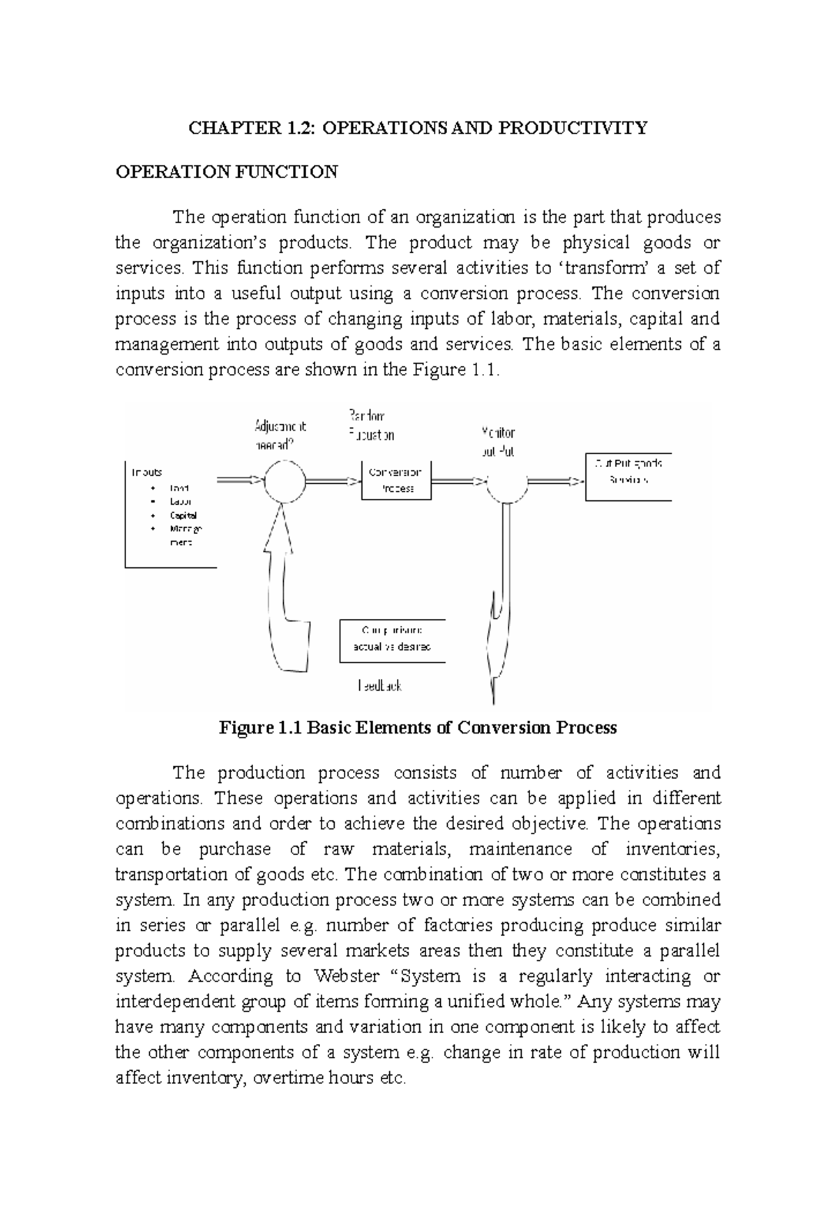 CHAPTER 1.2: OPERATION FUNCTION IN PRODUCTIVITY MANAGEMENT - Studocu