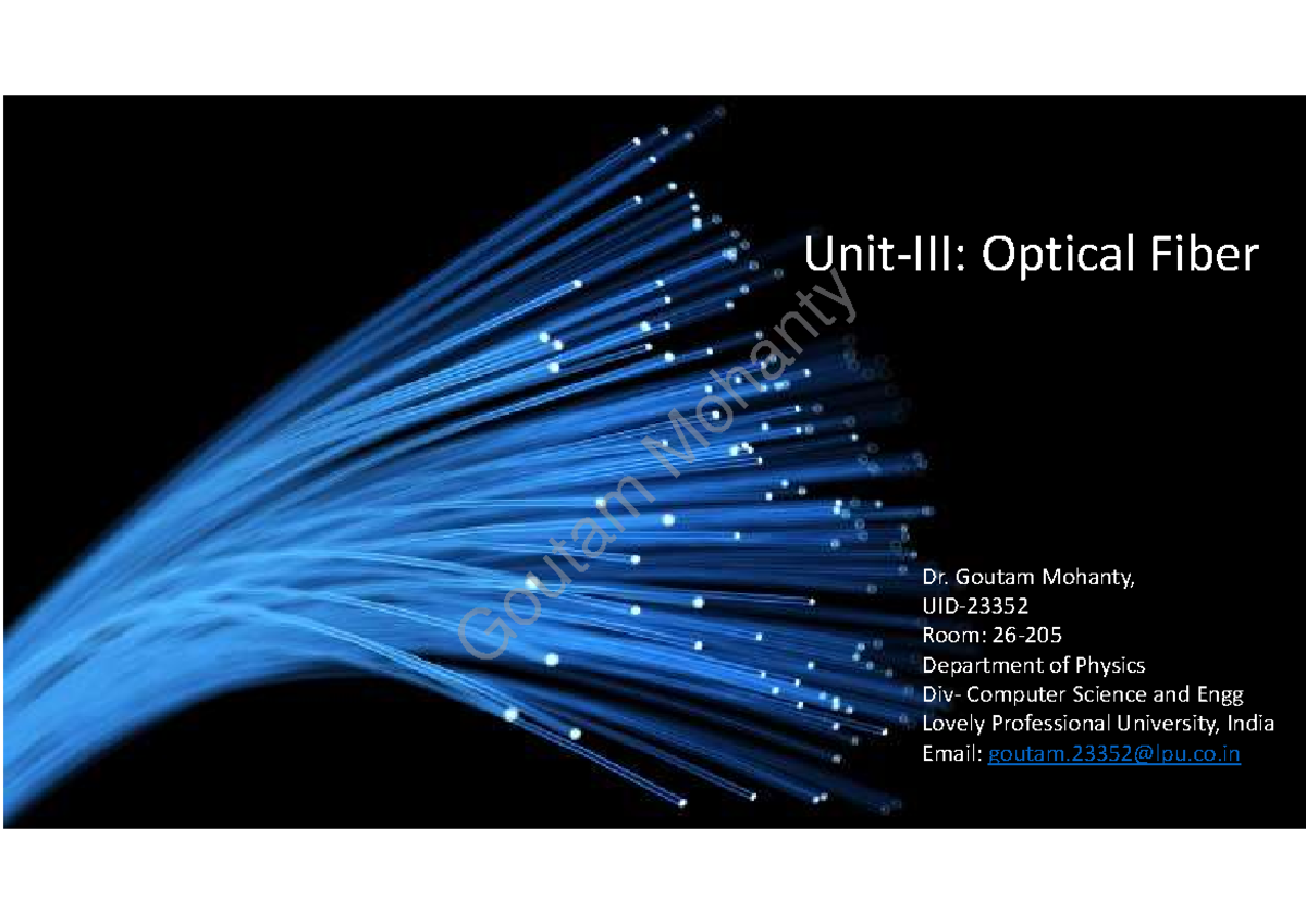 Fiber Optics - first year notes of physics - Unit-III: Optical Fiber Dr ...