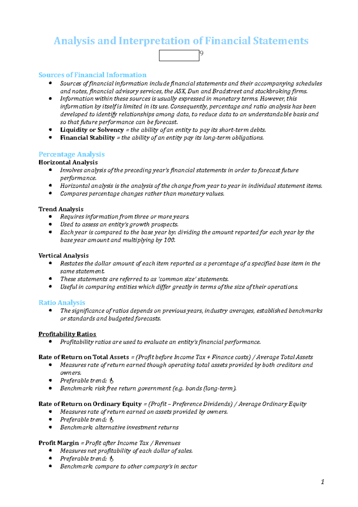 Chapter 19 Analysis and Interpretation of Financial Statements ...