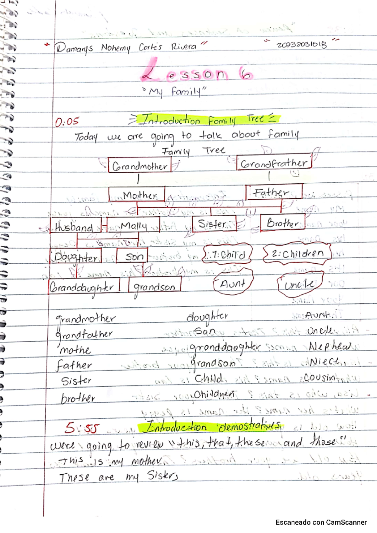 Lesson 6: Family Tree and Vocabulary Review for U2T2a23 - Studocu