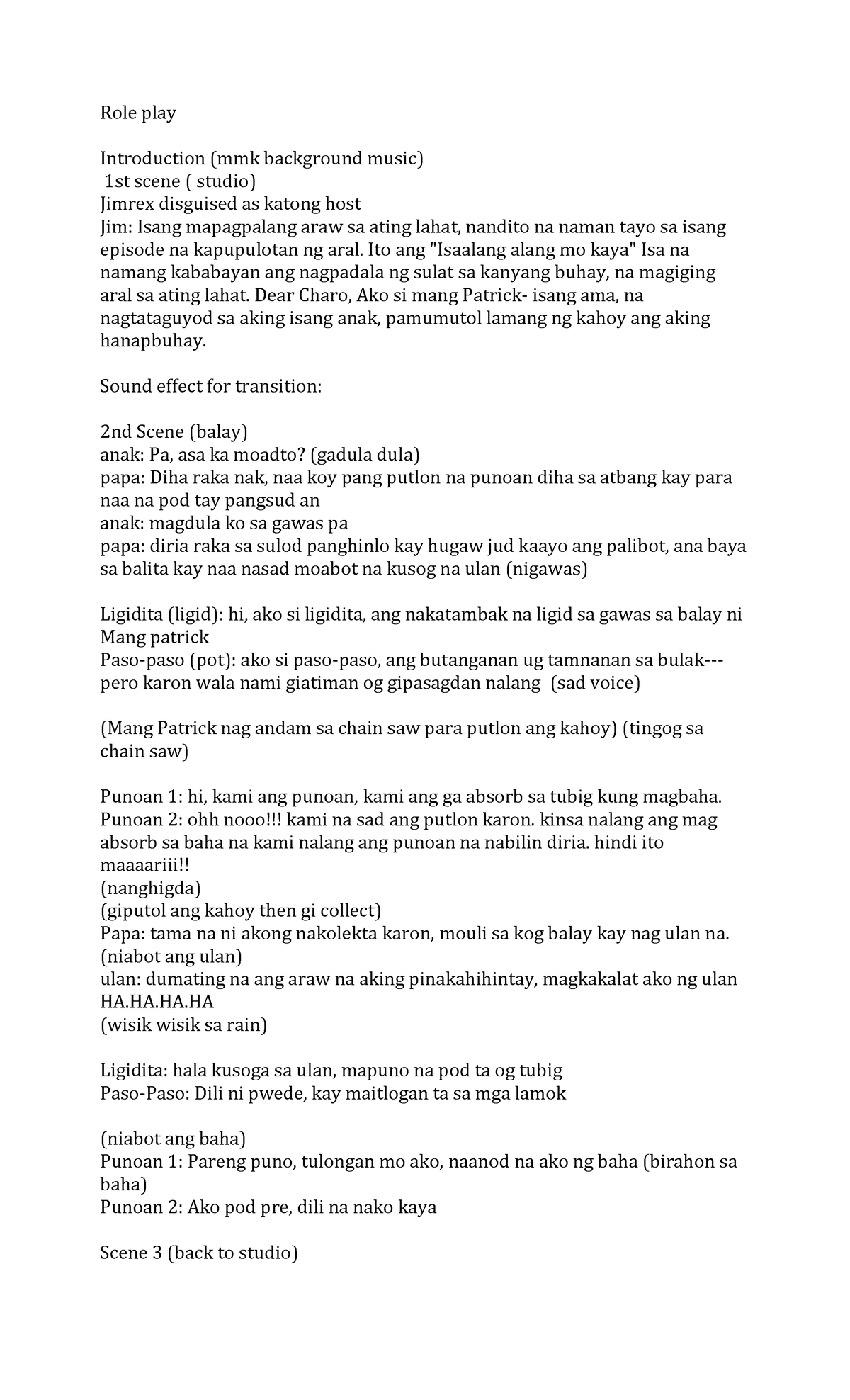 Role Play Script: Dengue Awareness (MMK Background Music) - Studocu