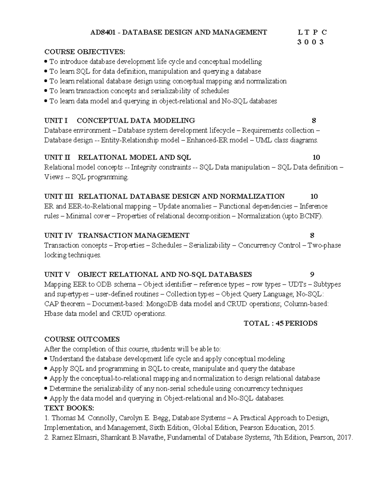 AD8401 Database Design and Management: Comprehensive Study Notes - Studocu