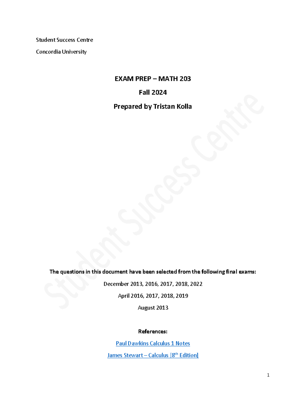 MATH 203 Final Exam Prep - In-Depth Review for Success - Studocu
