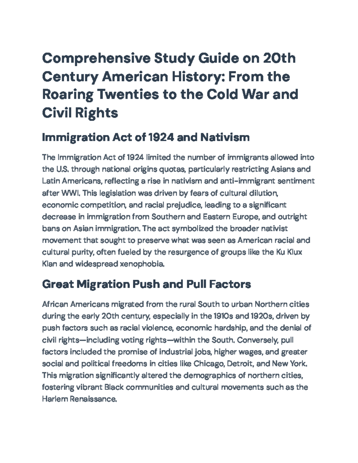 Comprehensive Study Guide for 20th Century American History: Exam Prep ...