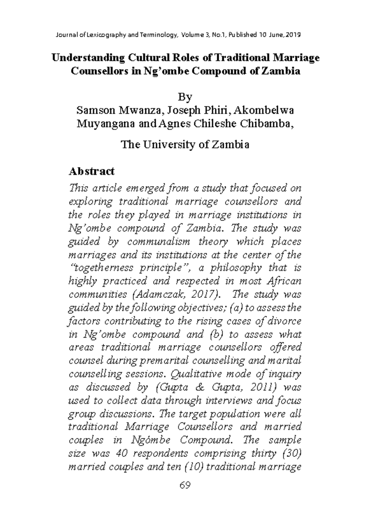 Understanding Cultural Roles of Traditional Marriage Counsellors in ...