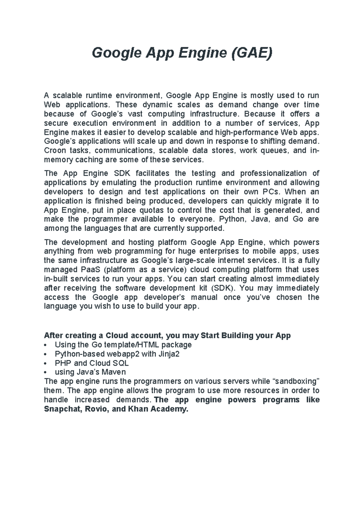 Google app engine - Fish hyuhvdxch - Google App Engine (GAE) A scalable ...