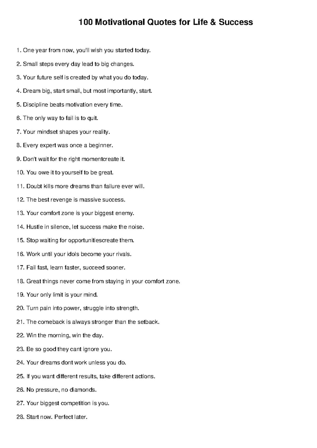 100 Motivational Quotes for Life Success: Inspire Your Journey - Studocu