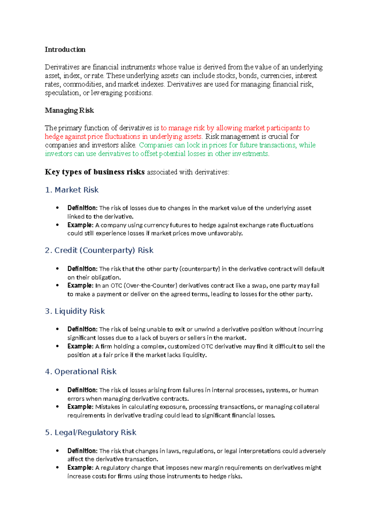 FDRM Unit 1 - Financial Derivatives and Risk Management unit 1 ...