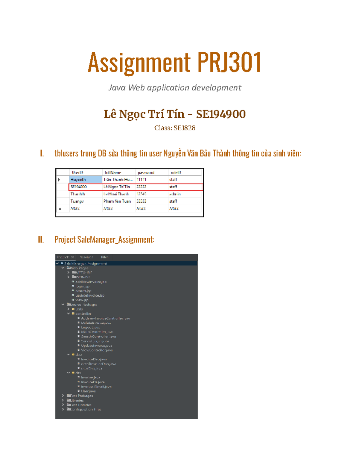 Assignment PRJ301: Java Web App Development Report 1 - Studocu