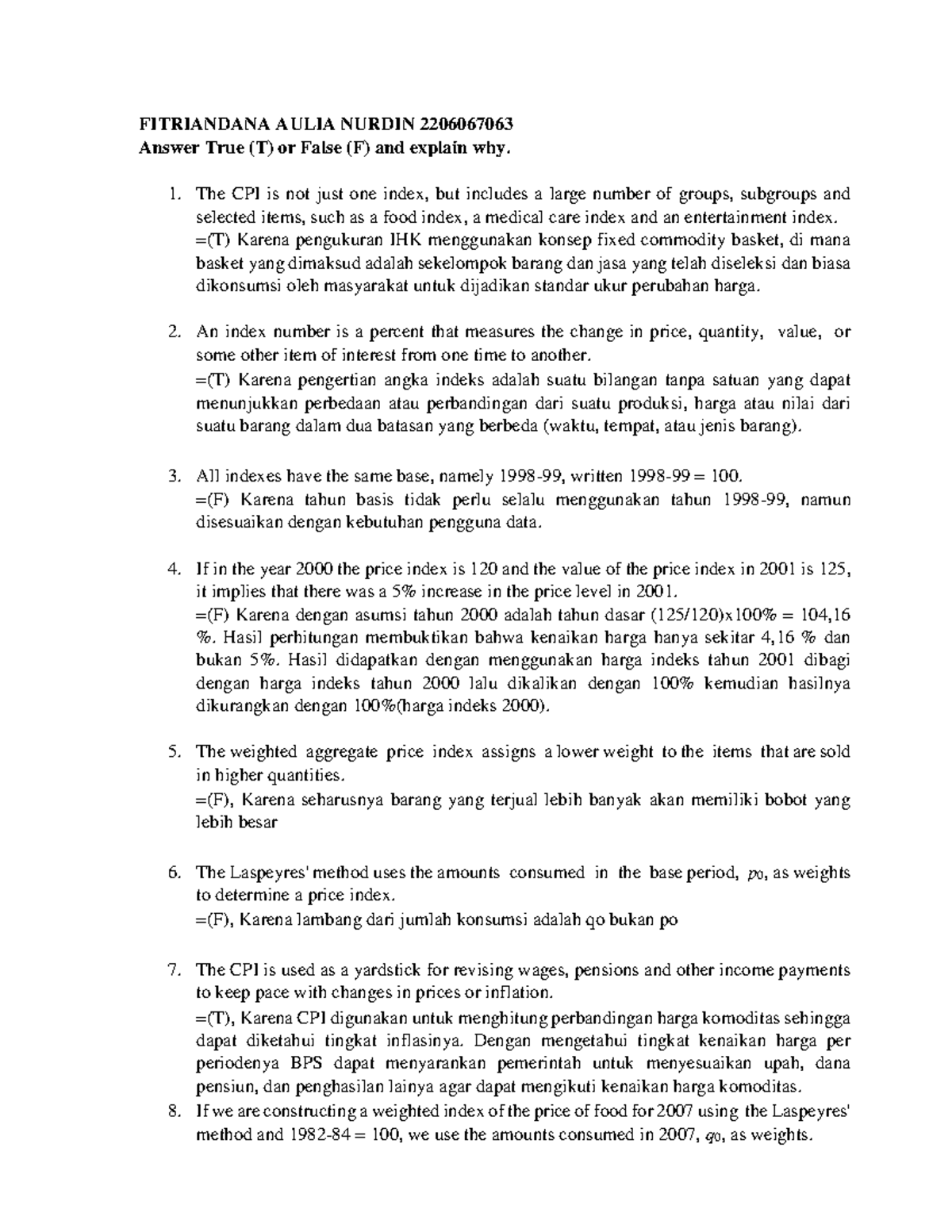 CPI Analysis and Inflation Rates: A Study Guide for ECON101 - Studocu