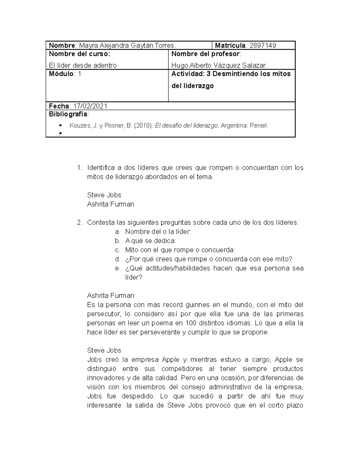 Actividad 3: Desmintiendo Mitos del Liderazgo en el Curso "El Líder ...