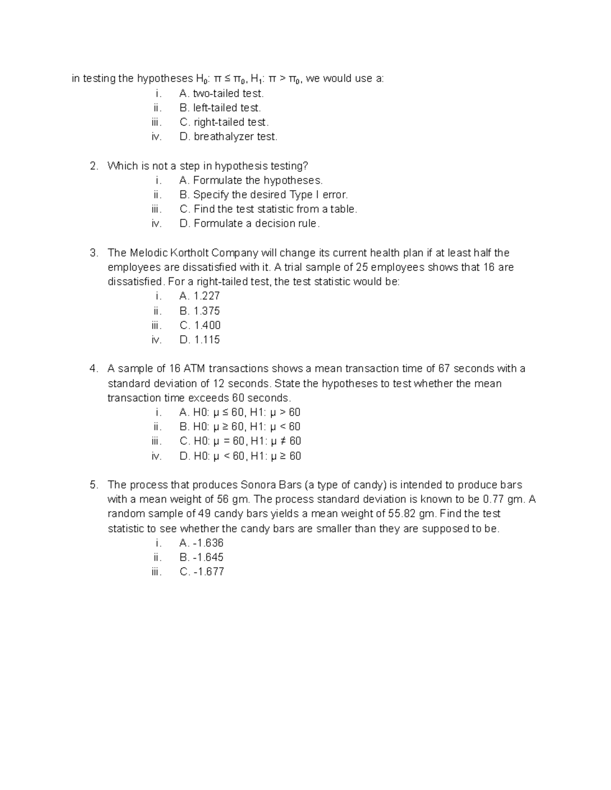 Hypothesis Test Worksheet: Analyzing Employee Dissatisfaction and ...