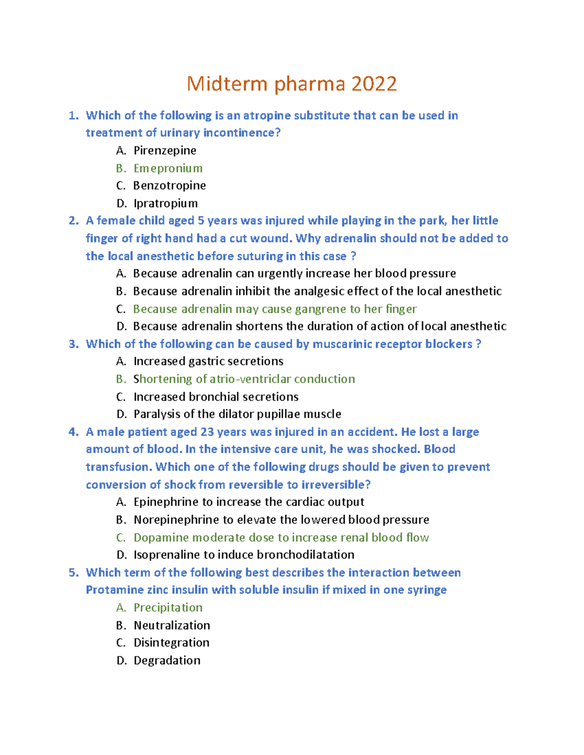 Midterm Exam Review - Pharma 2022: Key Questions & Answers - Studocu